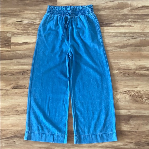 Madewell Indigo Smocked Huston Pull-On Crop Pants - Picture 2 of 16